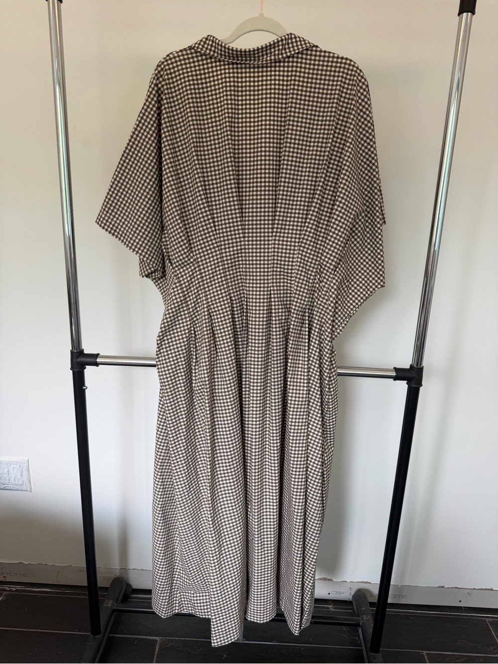 Anthropologie Black and White Gingham Button-Front Midi Dress - Picture 3 of 3
